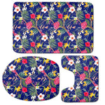 Watercolor Tropical Flower Pattern Print 3 Piece Bath Mat Set