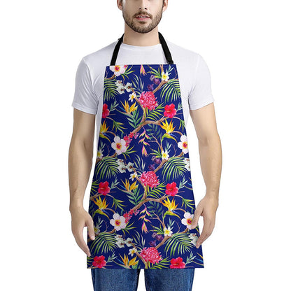 Watercolor Tropical Flower Pattern Print Apron