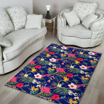 Watercolor Tropical Flower Pattern Print Area Rug GearFrost