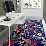 Watercolor Tropical Flower Pattern Print Area Rug GearFrost