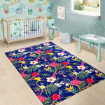 Watercolor Tropical Flower Pattern Print Area Rug GearFrost