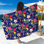 Watercolor Tropical Flower Pattern Print Beach Sarong Wrap