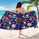 Watercolor Tropical Flower Pattern Print Beach Sarong Wrap