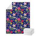 Watercolor Tropical Flower Pattern Print Blanket