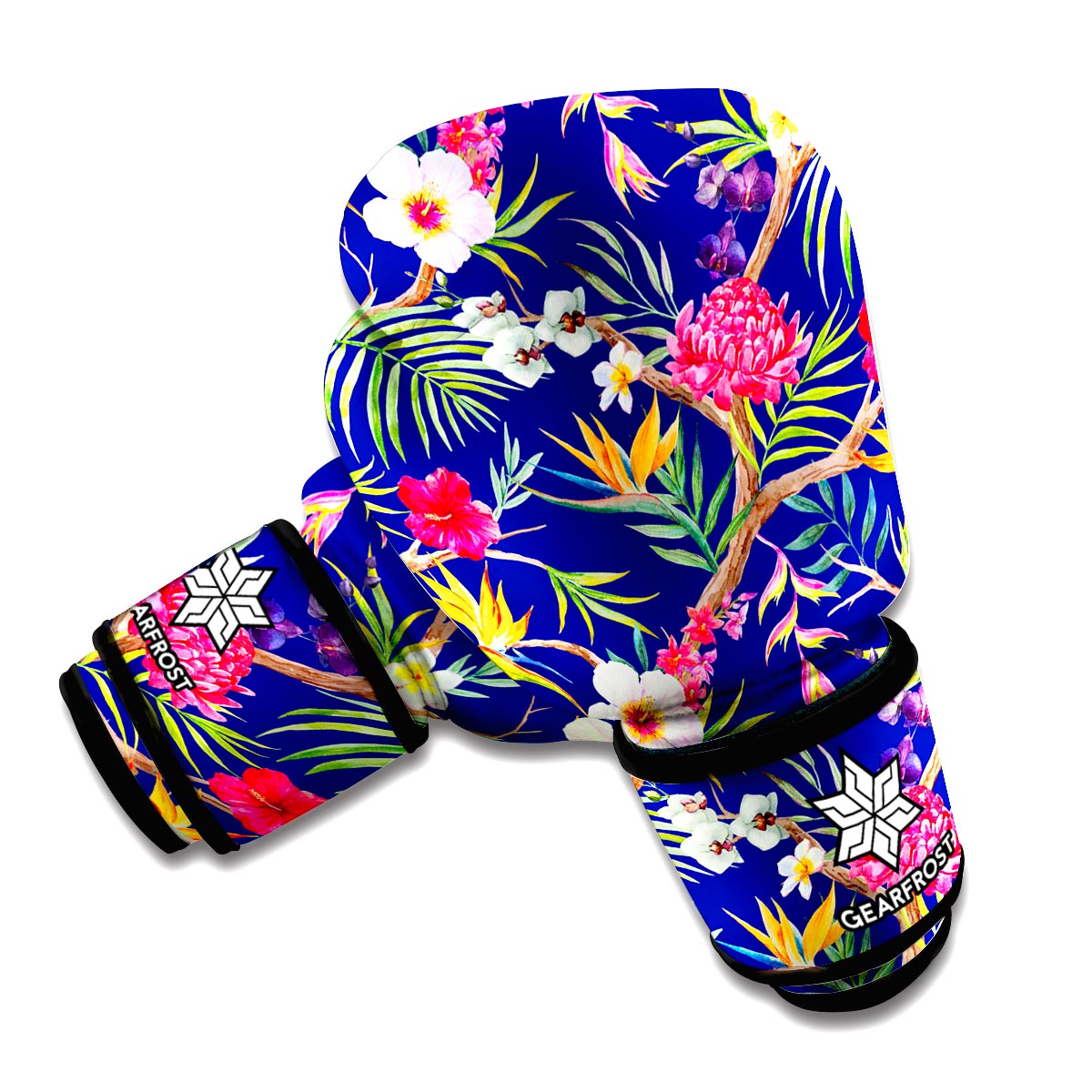 Watercolor Tropical Flower Pattern Print Boxing Gloves