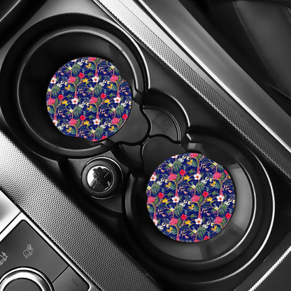 Watercolor Tropical Flower Pattern Print Car Coasters