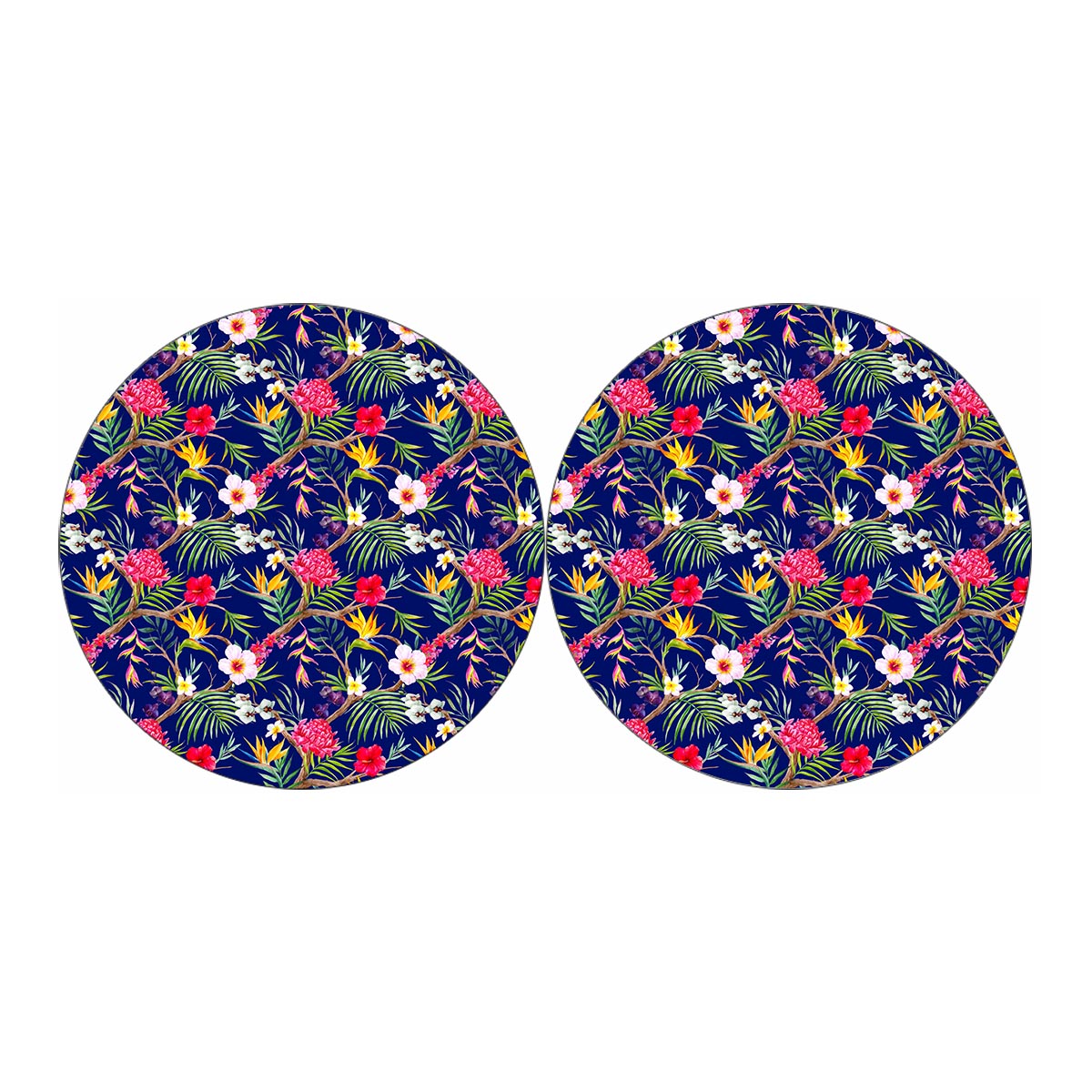 Watercolor Tropical Flower Pattern Print Car Coasters