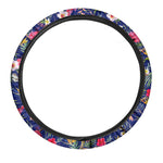Watercolor Tropical Flower Pattern Print Car Steering Wheel Cover