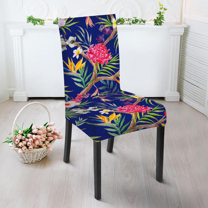Watercolor Tropical Flower Pattern Print Dining Chair Slipcover