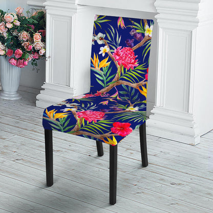 Watercolor Tropical Flower Pattern Print Dining Chair Slipcover