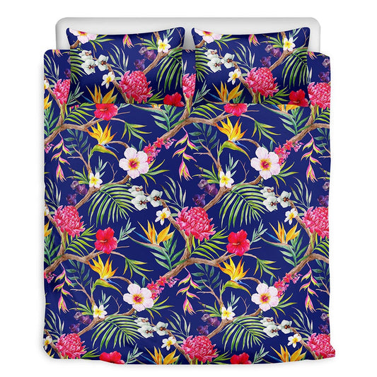Watercolor Tropical Flower Pattern Print Duvet Cover Bedding Set