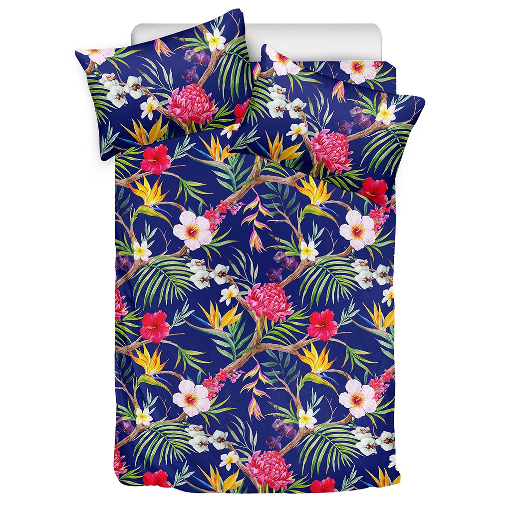 Watercolor Tropical Flower Pattern Print Duvet Cover Bedding Set