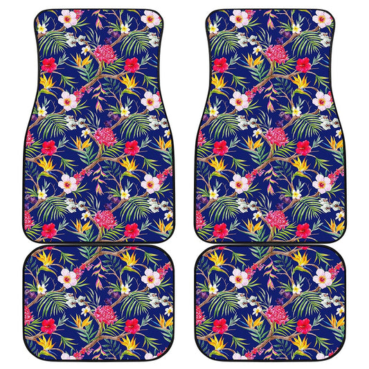 Watercolor Tropical Flower Pattern Print Front and Back Car Floor Mats