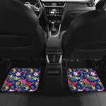 Watercolor Tropical Flower Pattern Print Front and Back Car Floor Mats