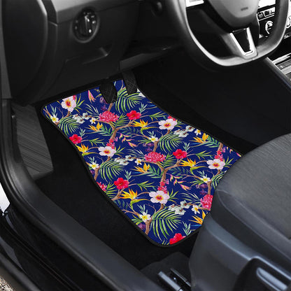 Watercolor Tropical Flower Pattern Print Front and Back Car Floor Mats