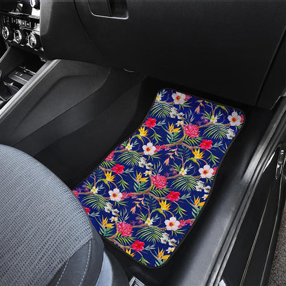 Watercolor Tropical Flower Pattern Print Front and Back Car Floor Mats