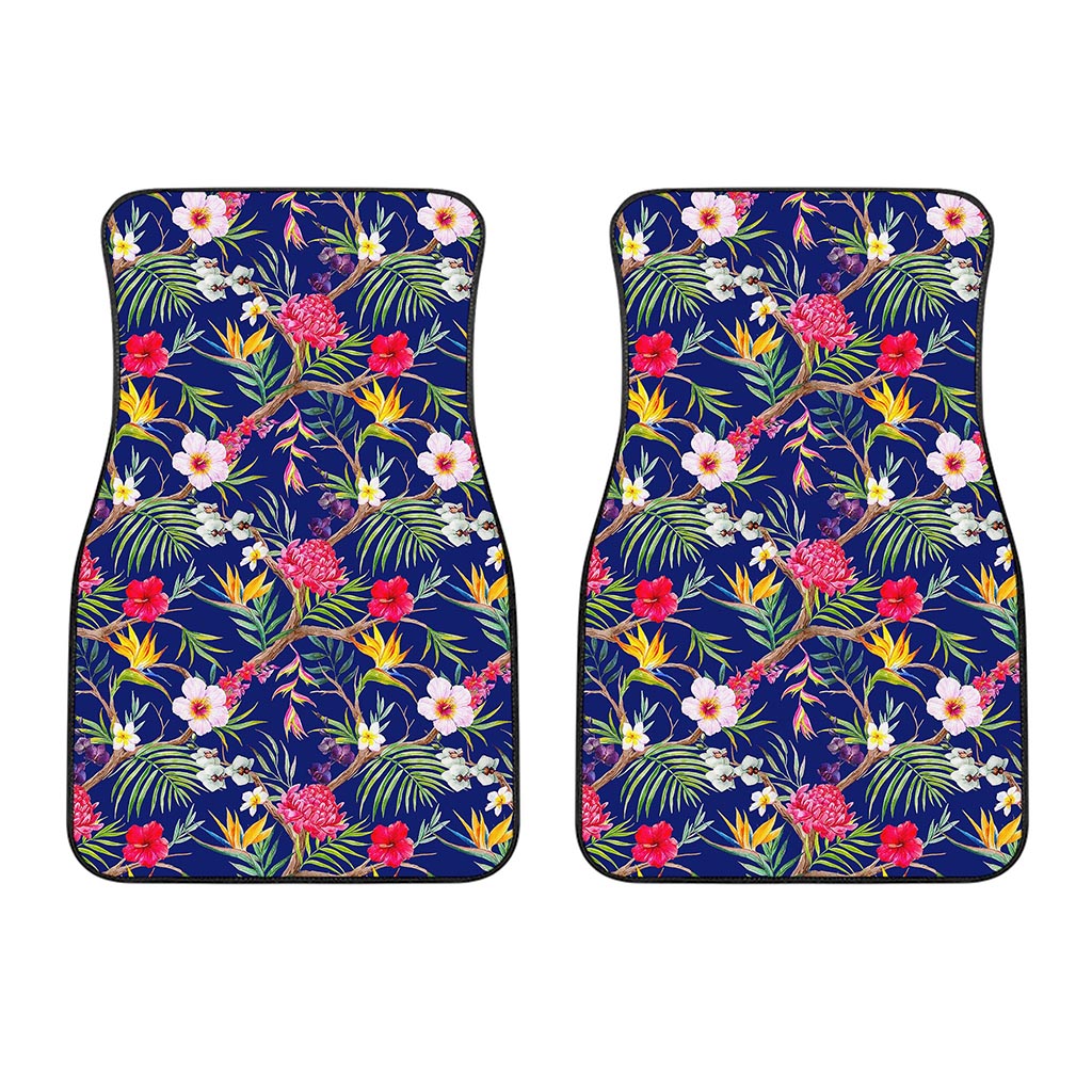 Watercolor Tropical Flower Pattern Print Front Car Floor Mats
