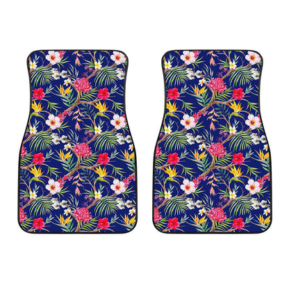 Watercolor Tropical Flower Pattern Print Front Car Floor Mats