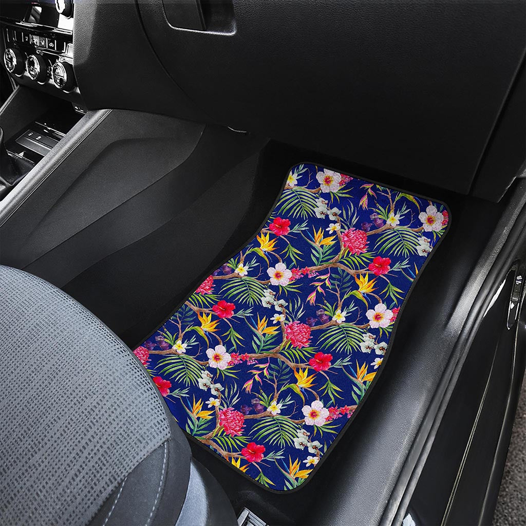 Watercolor Tropical Flower Pattern Print Front Car Floor Mats