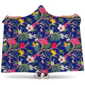 Watercolor Tropical Flower Pattern Print Hooded Blanket
