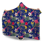 Watercolor Tropical Flower Pattern Print Hooded Blanket