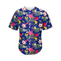 Watercolor Tropical Flower Pattern Print Men's Baseball Jersey