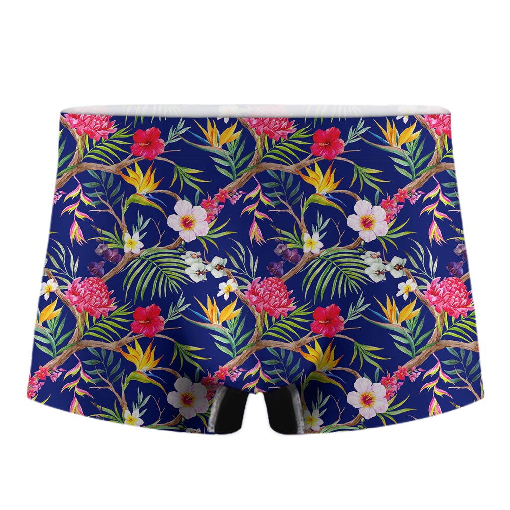 Watercolor Tropical Flower Pattern Print Men's Boxer Briefs