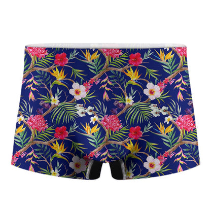 Watercolor Tropical Flower Pattern Print Men's Boxer Briefs
