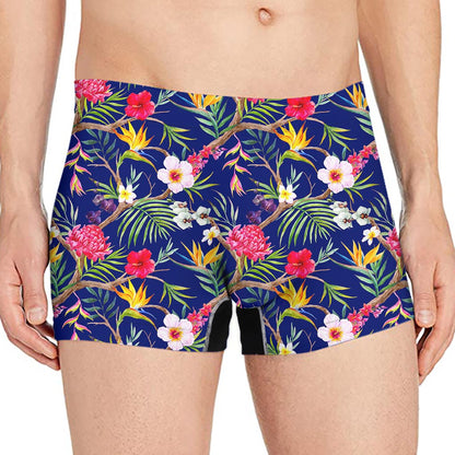 Watercolor Tropical Flower Pattern Print Men's Boxer Briefs