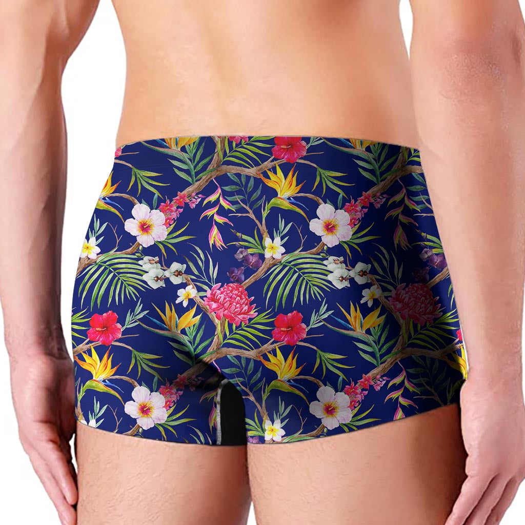 Watercolor Tropical Flower Pattern Print Men's Boxer Briefs