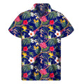 Watercolor Tropical Flower Pattern Print Men's Short Sleeve Shirt