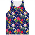 Watercolor Tropical Flower Pattern Print Men's Tank Top