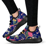 Watercolor Tropical Flower Pattern Print Mesh Knit Shoes GearFrost