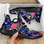 Watercolor Tropical Flower Pattern Print Mesh Knit Shoes GearFrost