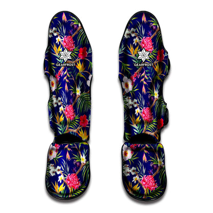 Watercolor Tropical Flower Pattern Print Muay Thai Shin Guard