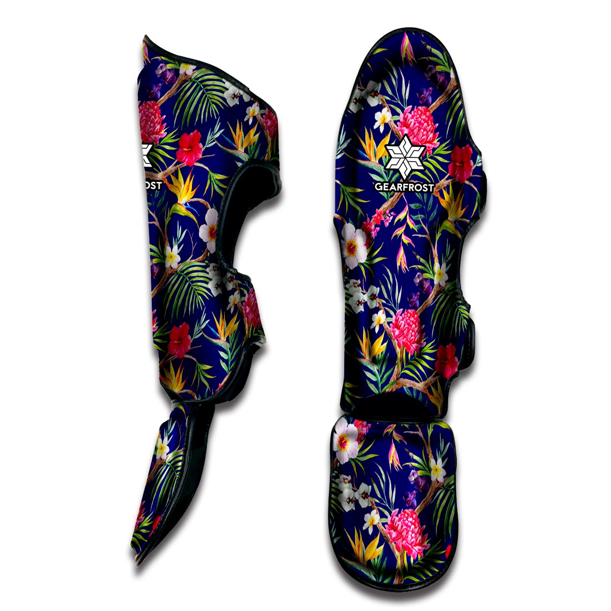 Watercolor Tropical Flower Pattern Print Muay Thai Shin Guard