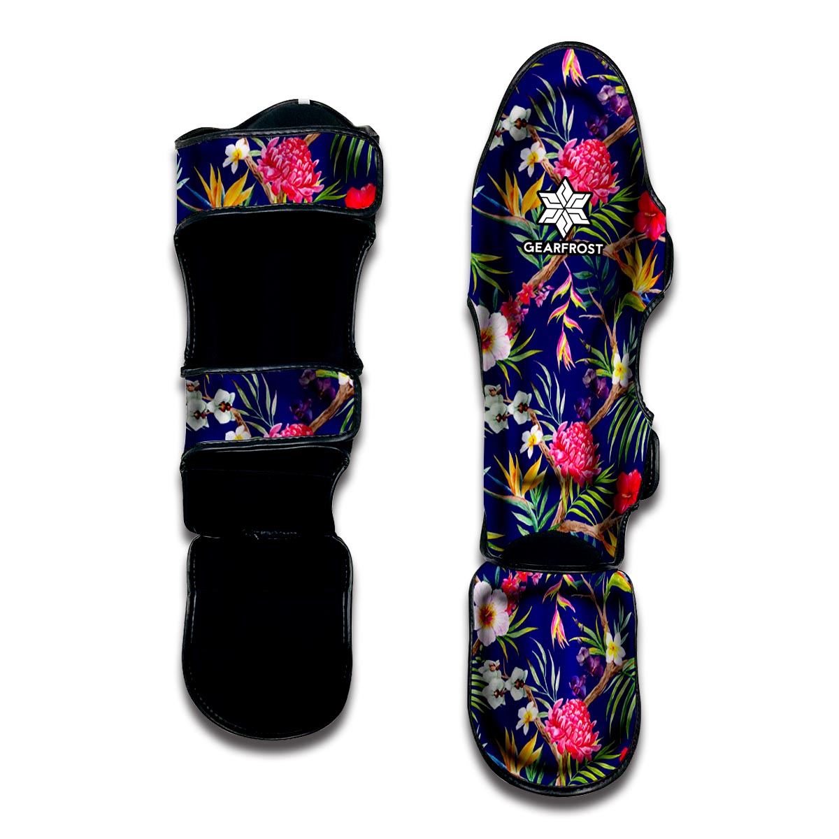 Watercolor Tropical Flower Pattern Print Muay Thai Shin Guard