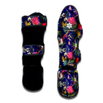 Watercolor Tropical Flower Pattern Print Muay Thai Shin Guard