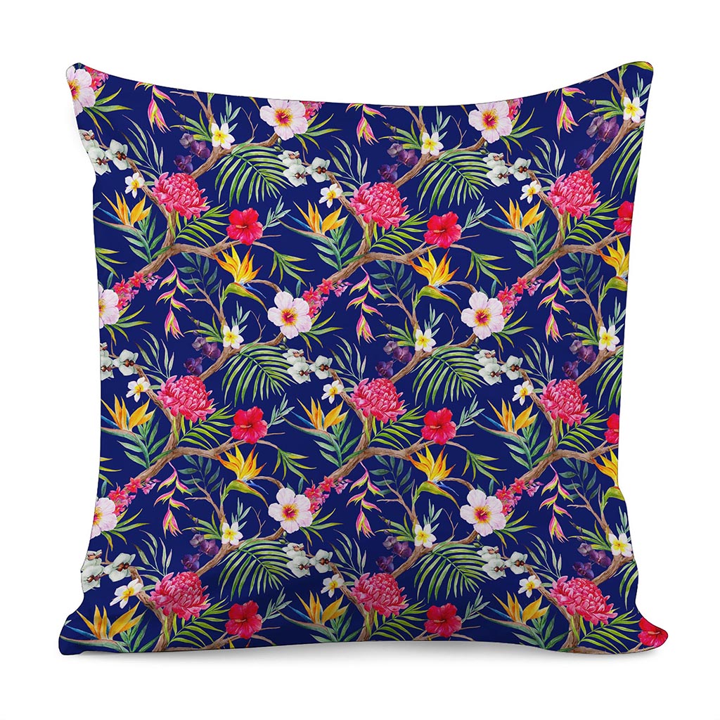 Watercolor Tropical Flower Pattern Print Pillow Cover