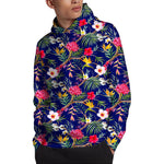 Watercolor Tropical Flower Pattern Print Pullover Hoodie