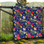 Watercolor Tropical Flower Pattern Print Quilt