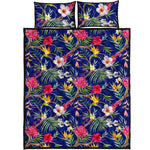 Watercolor Tropical Flower Pattern Print Quilt Bed Set
