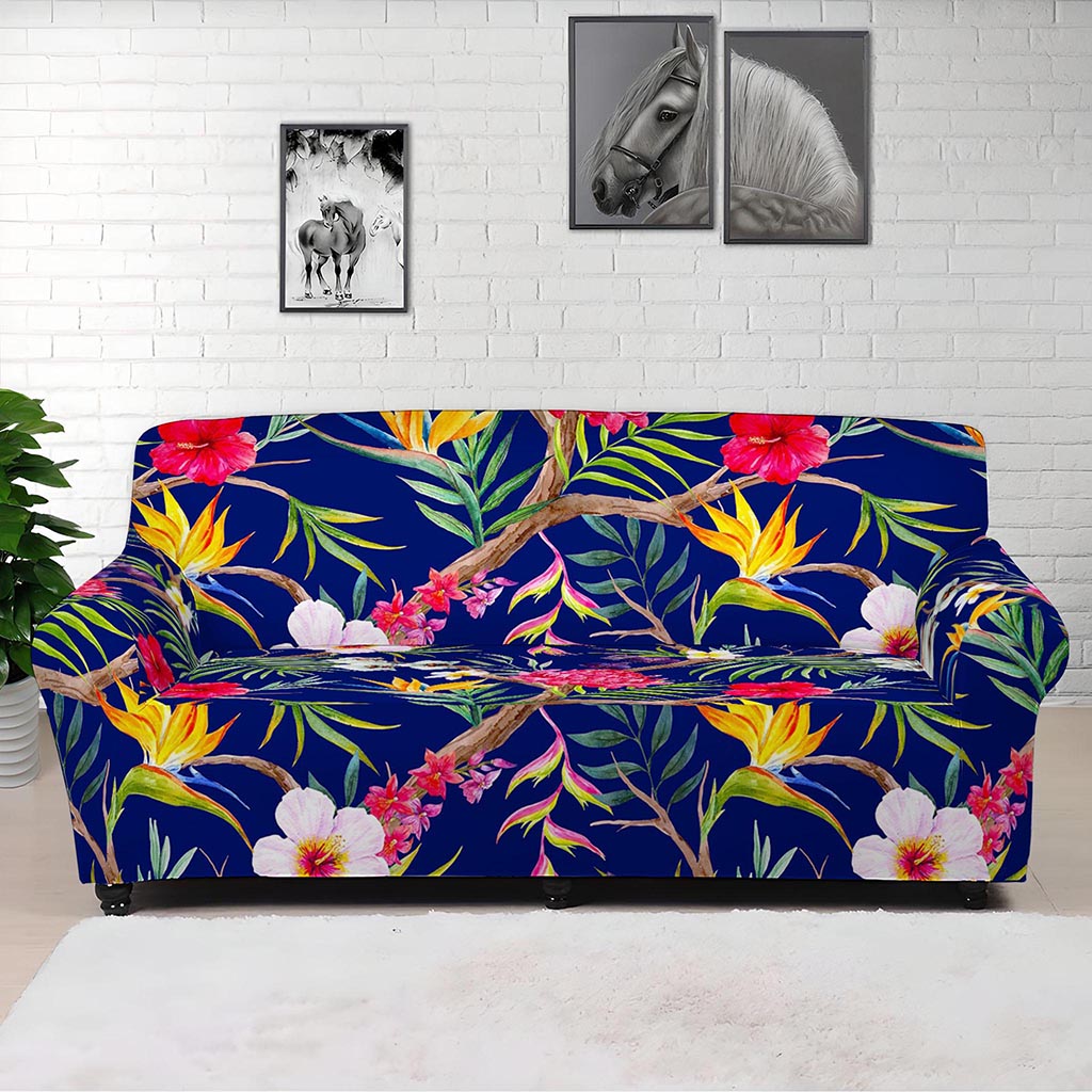 Watercolor Tropical Flower Pattern Print Sofa Cover