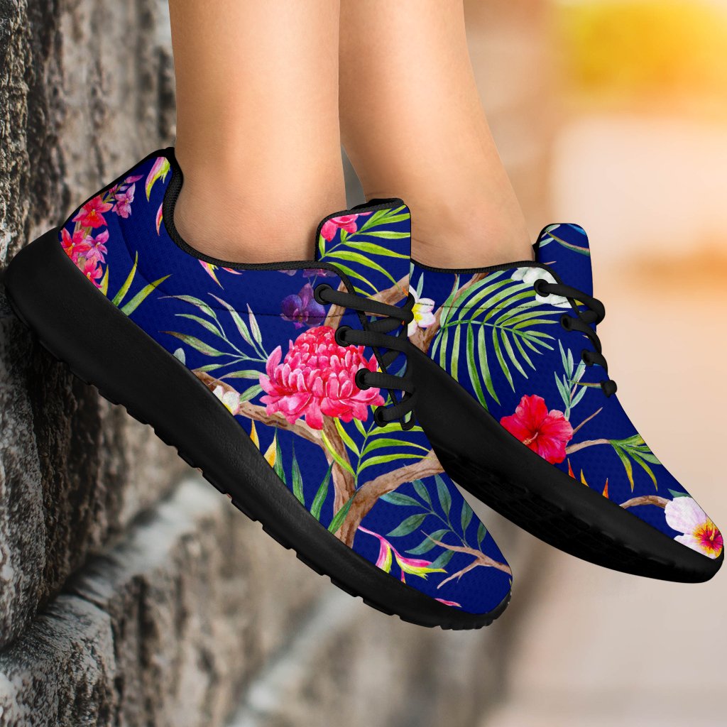 Watercolor Tropical Flower Pattern Print Sport Shoes GearFrost