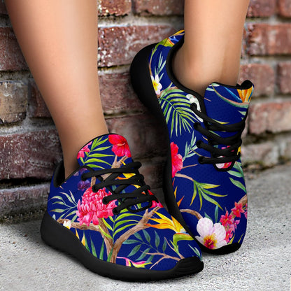 Watercolor Tropical Flower Pattern Print Sport Shoes GearFrost