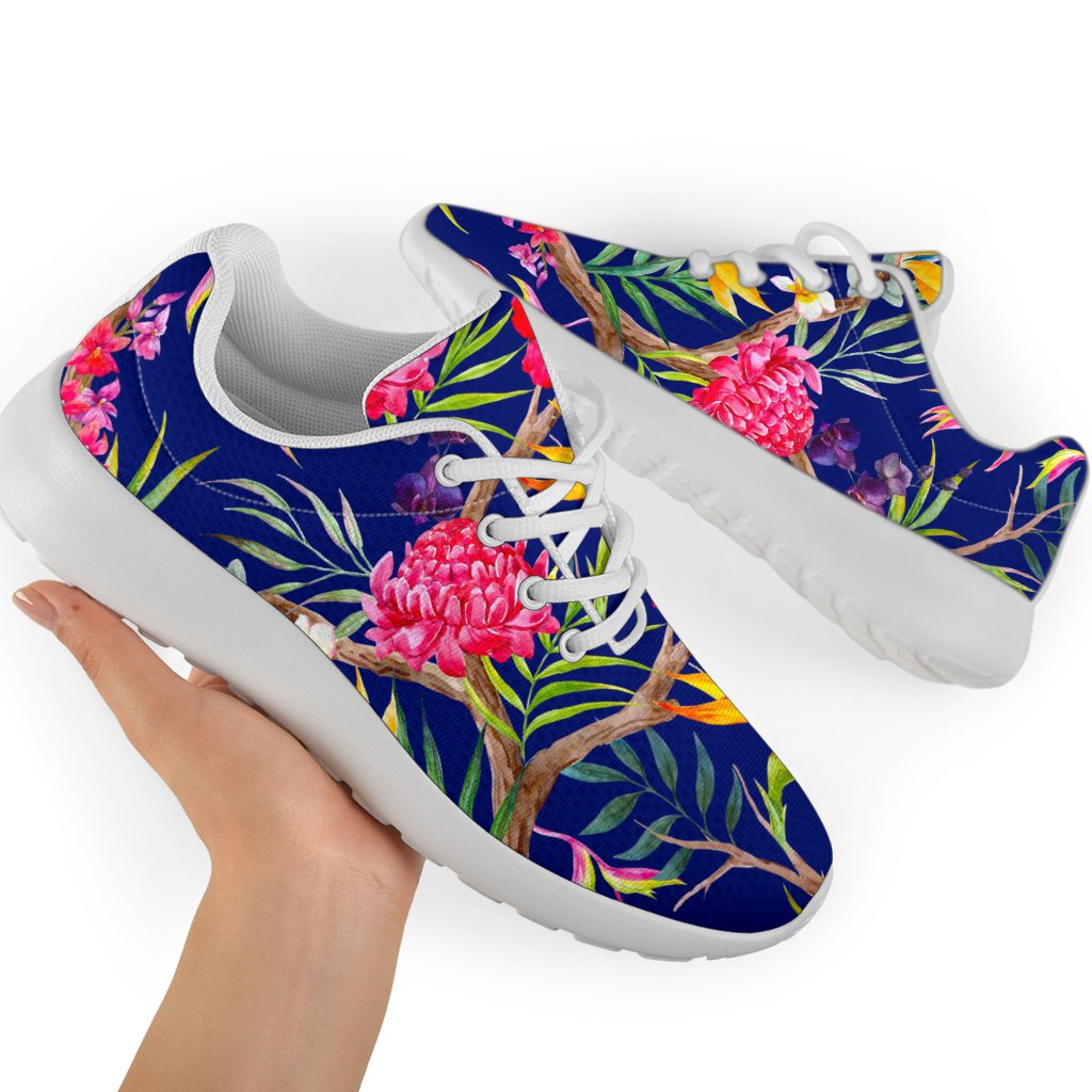 Watercolor Tropical Flower Pattern Print Sport Shoes GearFrost