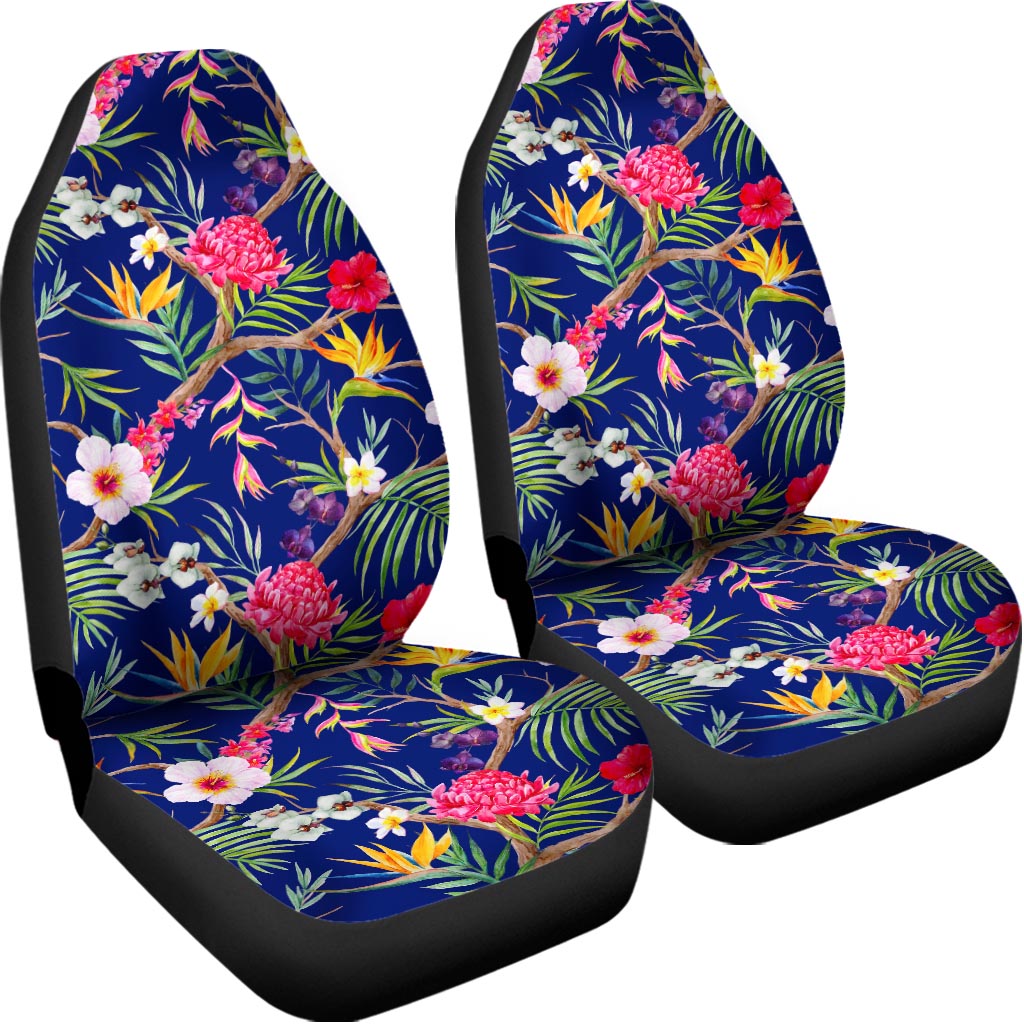 Watercolor Tropical Flower Pattern Print Universal Fit Car Seat Covers