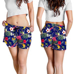 Watercolor Tropical Flower Pattern Print Women's Shorts