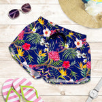 Watercolor Tropical Flower Pattern Print Women's Shorts