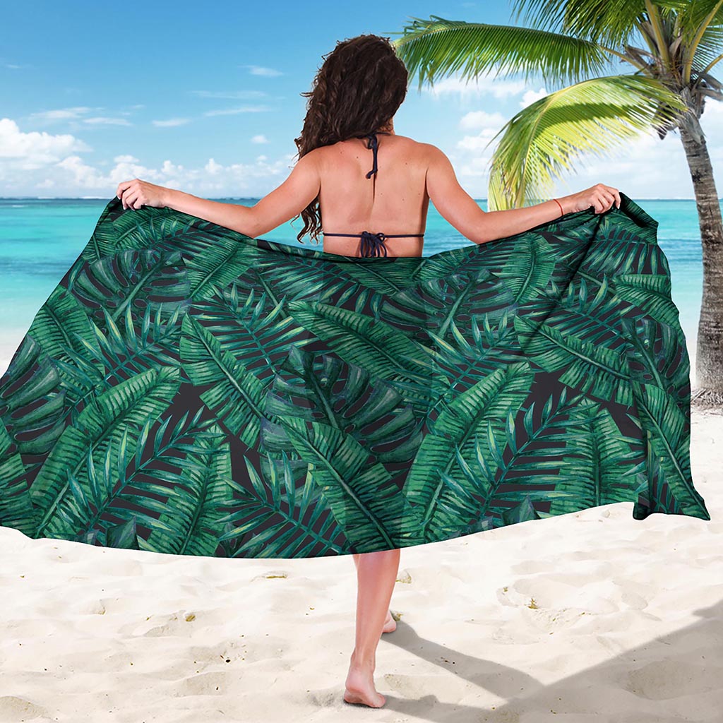 Watercolor Tropical Leaf Pattern Print Beach Sarong Wrap